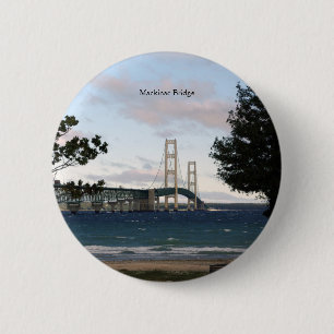 Badge Rond 5 Cm Pont Mackinac avec bouton arbres