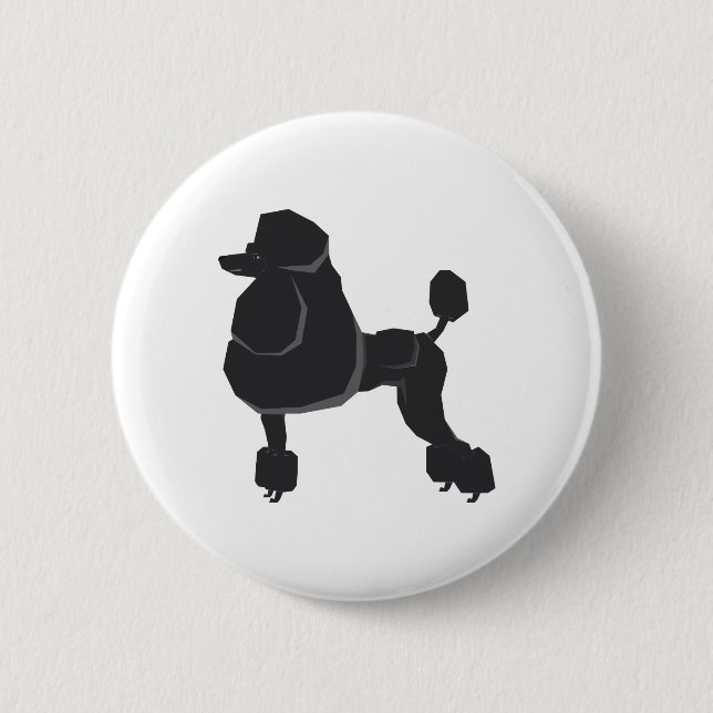 Badge Rond 5 Cm Poodle noir (Devant)