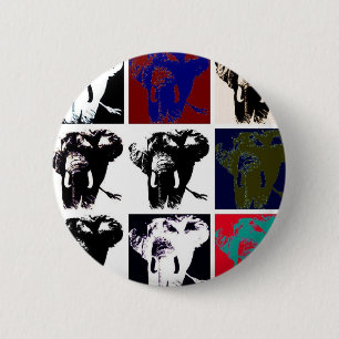 Badge Rond 5 Cm Pop Art Elephants