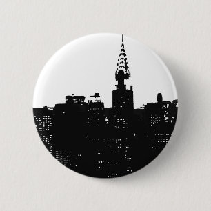 Badge Rond 5 Cm Pop Art New York Silhouette