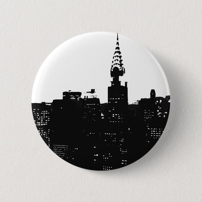 Badge Rond 5 Cm Pop Art New York Silhouette (Devant)