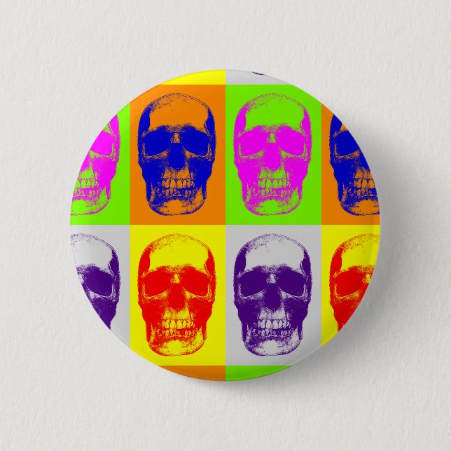 Badge Rond 5 Cm Pop Art Skull (Devant)