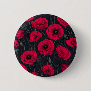 Badge Rond 5 Cm Poppies rouges