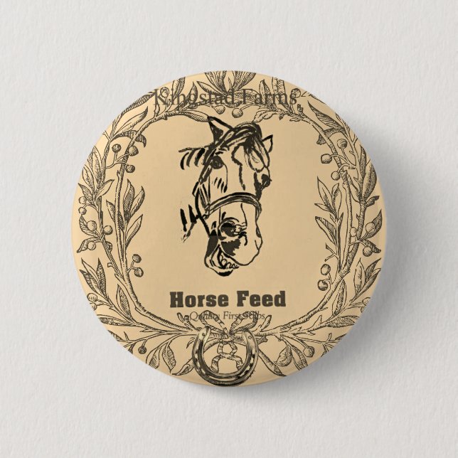 Badge Rond 5 Cm POPPY FEED BAG HORSE Button (Devant)