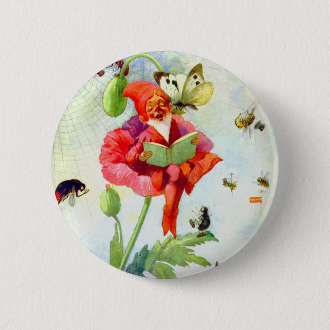 Badge Rond 5 Cm Poppy Gnome (Devant)