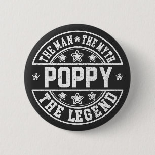 Badge Rond 5 Cm Poppy L'Homme Le Mythe La Légende Fête des pères