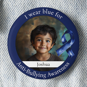 Badge Rond 5 Cm Porter du bleu pour une photo de sensibilisation c