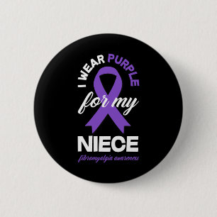 Badge Rond 5 Cm Porter le violet pour ma nièce Fibromyalgie Sensib