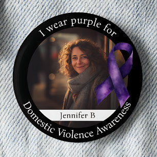 Badge Rond 5 Cm Portez du violet pour la sensibilisation à la viol