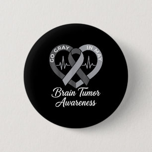 Badge Rond 5 Cm Portez gris en mai guerrier fort cancer tumeur cér