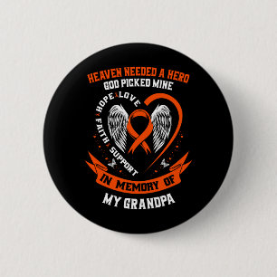 Badge Rond 5 Cm Portez Orange En Mémoire De Grand-père Leucémie