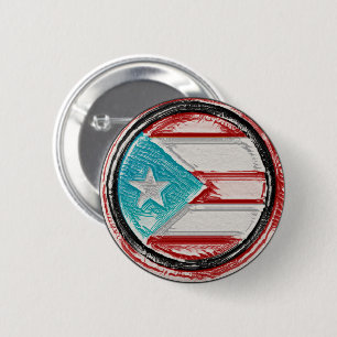 Badge Rond 5 Cm Portoricain Drapeau rond