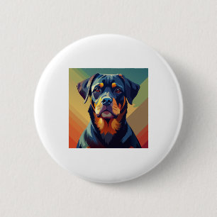 Badge Rond 5 Cm Portrait de chien coloré Rottweiler Art Pop Rétro