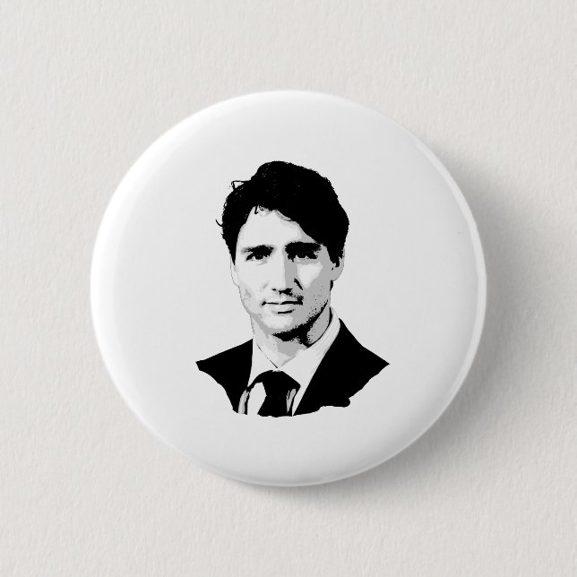 Badge Rond 5 Cm Portrait de Justin Trudeau (Devant)