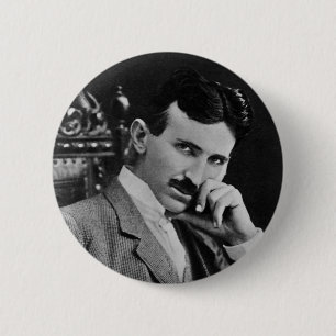Badge Rond 5 Cm Portrait de Nikola Tesla