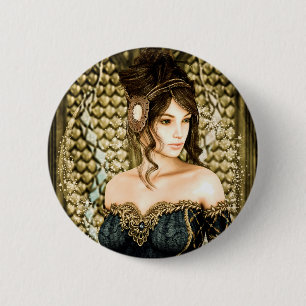 Badge Rond 5 Cm Portrait de Princesse de Conte de Fées Enchanté