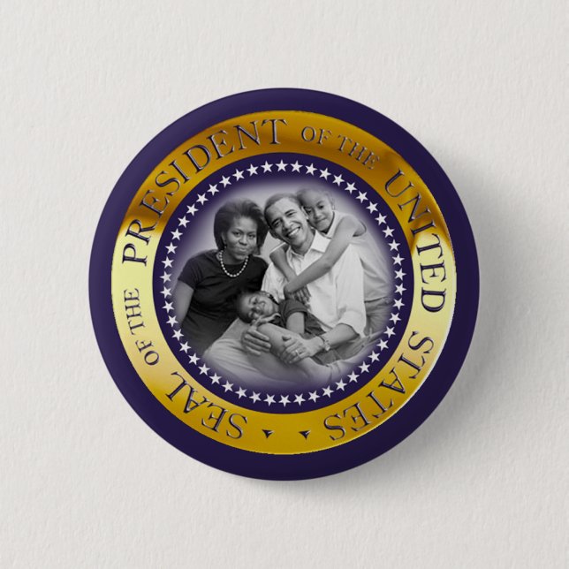 Badge Rond 5 Cm Portrait présidentiel de joint d'Obama (Devant)
