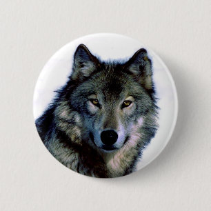 Badge Rond 5 Cm Portrait Wolf