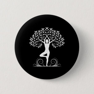 Badge Rond 5 Cm Pose de yoga Méditation Namaste Bouddhisme Arbre _