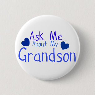 Badge Rond 5 Cm Posez-moi des questions sur mon petit-fils !