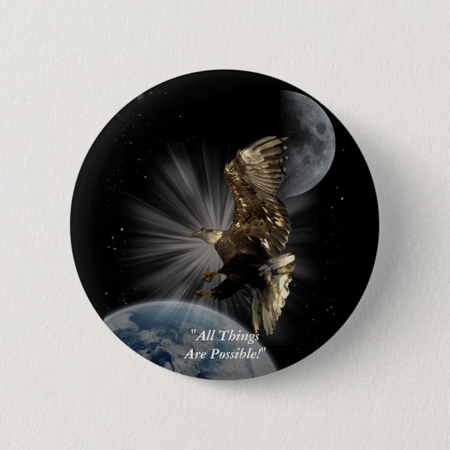 Badge Rond 5 Cm "POSSIBILITÉS" Cadeaux Motivationnels d'aigle à tê (Devant)