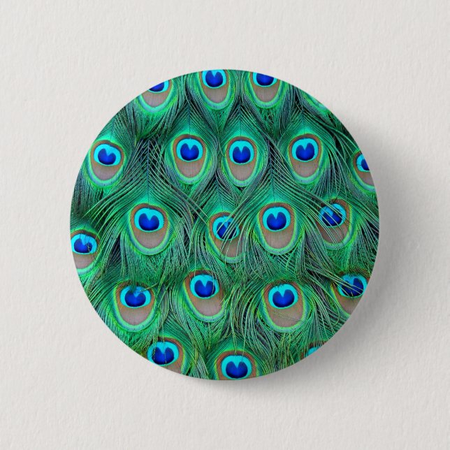Badge Rond 5 Cm poster de animal de paon - plumes (Devant)