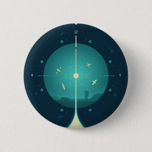 Badge Rond 5 Cm Poster de l'horloge atomique Deep Space, version b