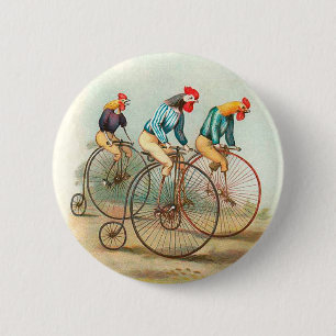 Badge Rond 5 Cm Poster vintage à bicyclette, Coq Pennyfarthing