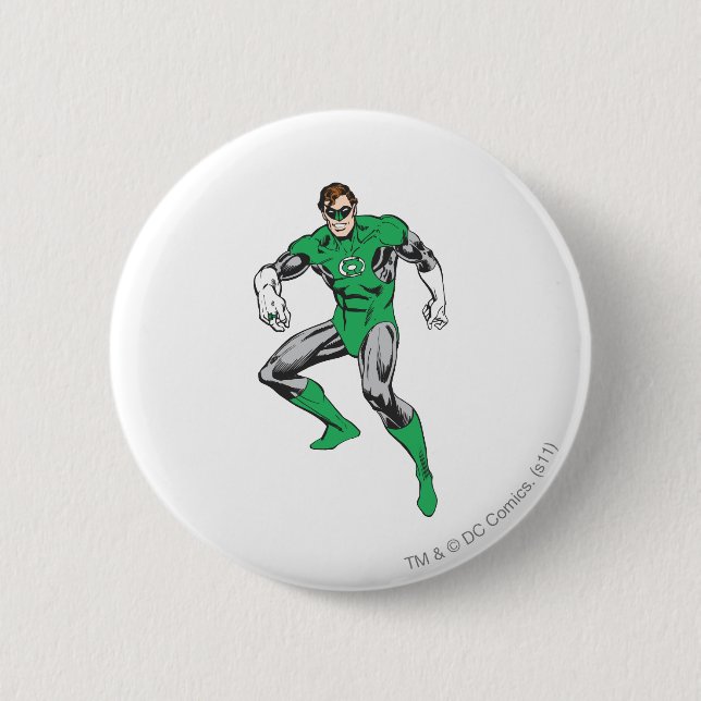 Badge Rond 5 Cm Postures accroupies vertes de lanterne (Devant)