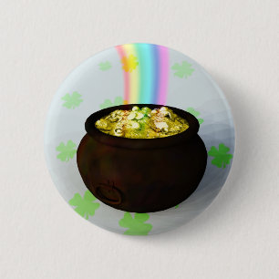 Badge Rond 5 Cm Pot chanceux de bouton d'or