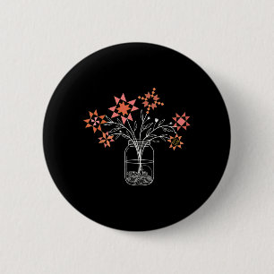 Badge Rond 5 Cm Pot de fleurs patchwork drôle de bloc de quilt fle