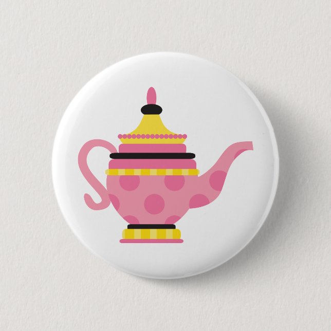 Badge Rond 5 Cm Pot de thé rose (Devant)