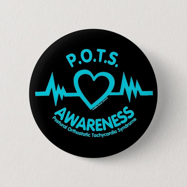 Badge Rond 5 Cm POTS...Bouton cardiaque (Devant)