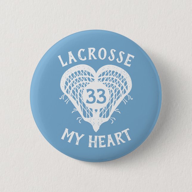 Badge Rond 5 Cm Poudre Bleue Crosse Mon Coeur Bouton (Devant)
