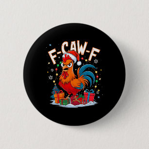 Badge Rond 5 Cm Poule drôle de Noël Coq Chapeau de Père Noël Vacan