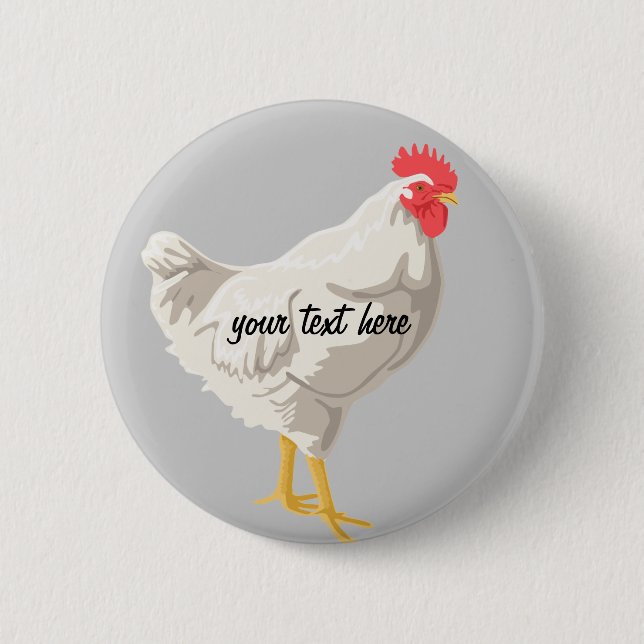 Badge Rond 5 Cm Poulet blanc (Devant)