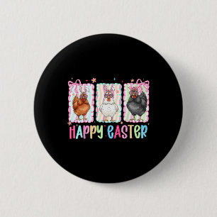 Badge Rond 5 Cm Poulet de Pâques Préparé Coquette Bow Mignon Ferme