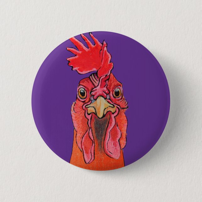 Badge Rond 5 Cm Poulet pourpre (Devant)