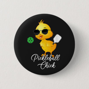 Badge Rond 5 Cm Poulette de Pickleball Drôle Pickleball