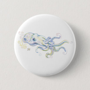 Badge Rond 5 Cm Poulpe mystique