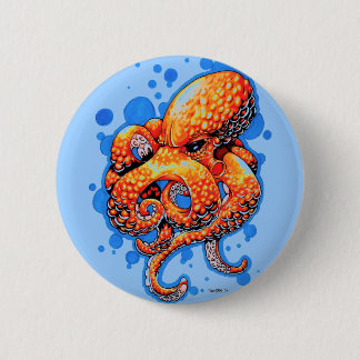 Badge Rond 5 Cm poulpe orange