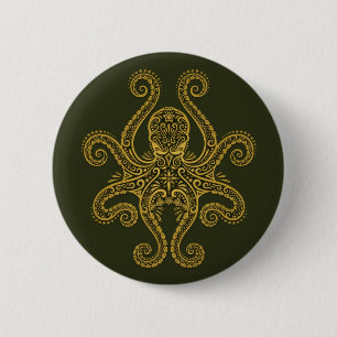 Badge Rond 5 Cm Poulpe vert complexe