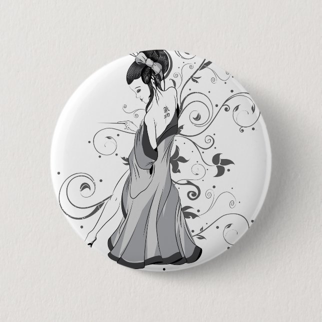 BADGE ROND 5 CM POUPÉE D'ACU (Devant)