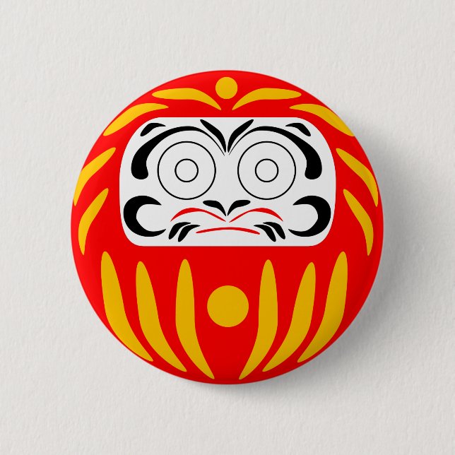 Badge Rond 5 Cm Poupée de daruma japonaise traditionnelle (Devant)