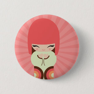 Badge Rond 5 Cm poupée de kokeshi