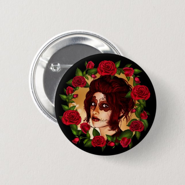 Badge Rond 5 Cm Poupée de sucre à la carlet (Devant & derrière)
