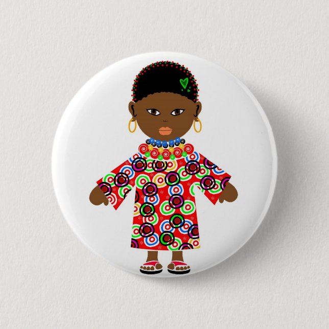 Badge Rond 5 Cm Poupée de zoulou (Devant)