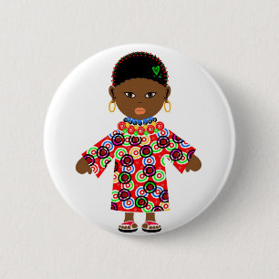 Badge Rond 5 Cm Poupée de zoulou
