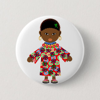 Badge Rond 5 Cm Poupée de zoulou