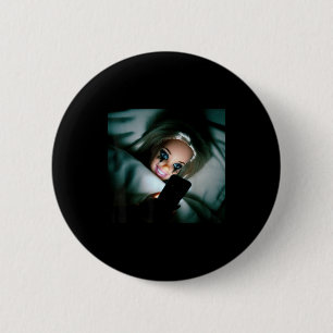 Badge Rond 5 Cm Poupée drôle visage pleurant Mème défilant Humour